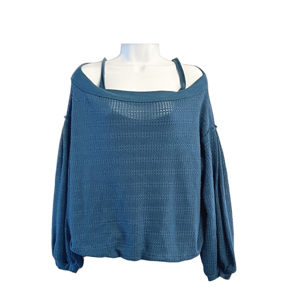 Free People Off Shoulder Sweater with Faux Straps - Picture 4 of 10